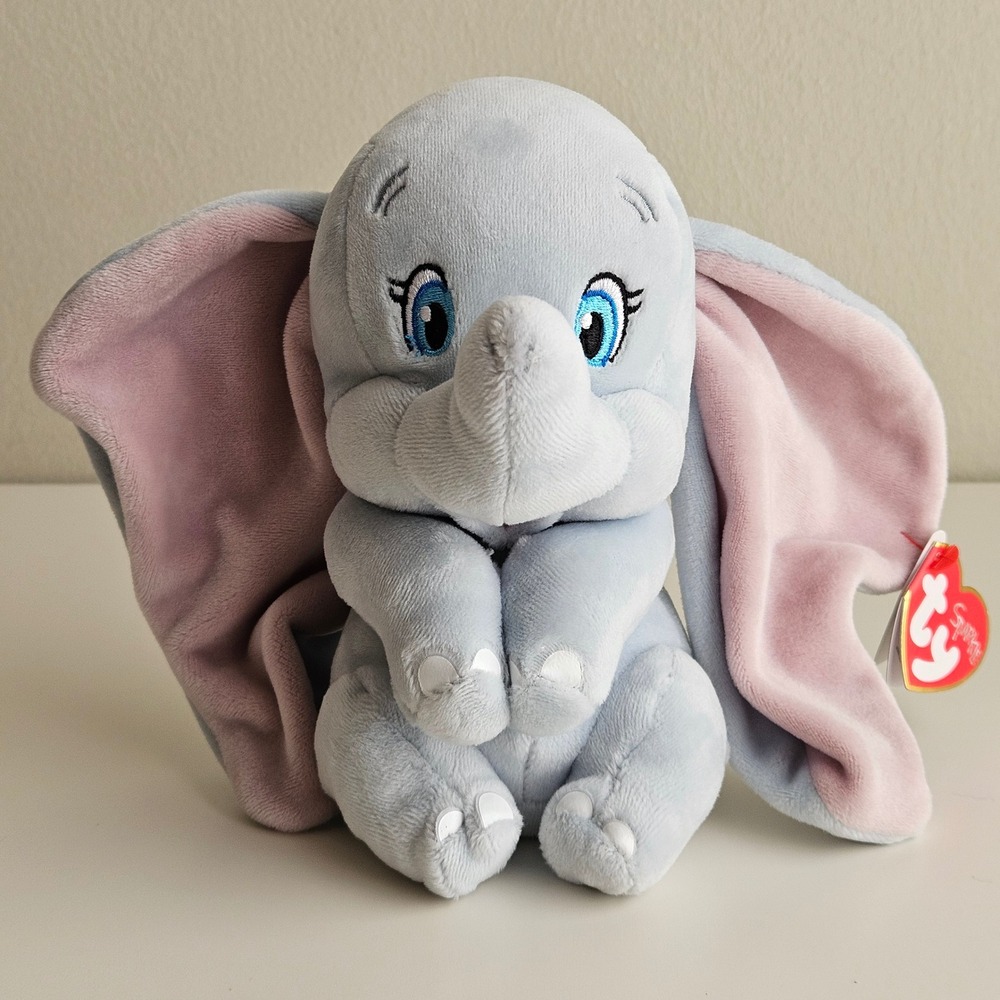 Ty Sparkle Beanie Baby Dumbo Disney Plush 6.5in Blue Elephant Toy NEW